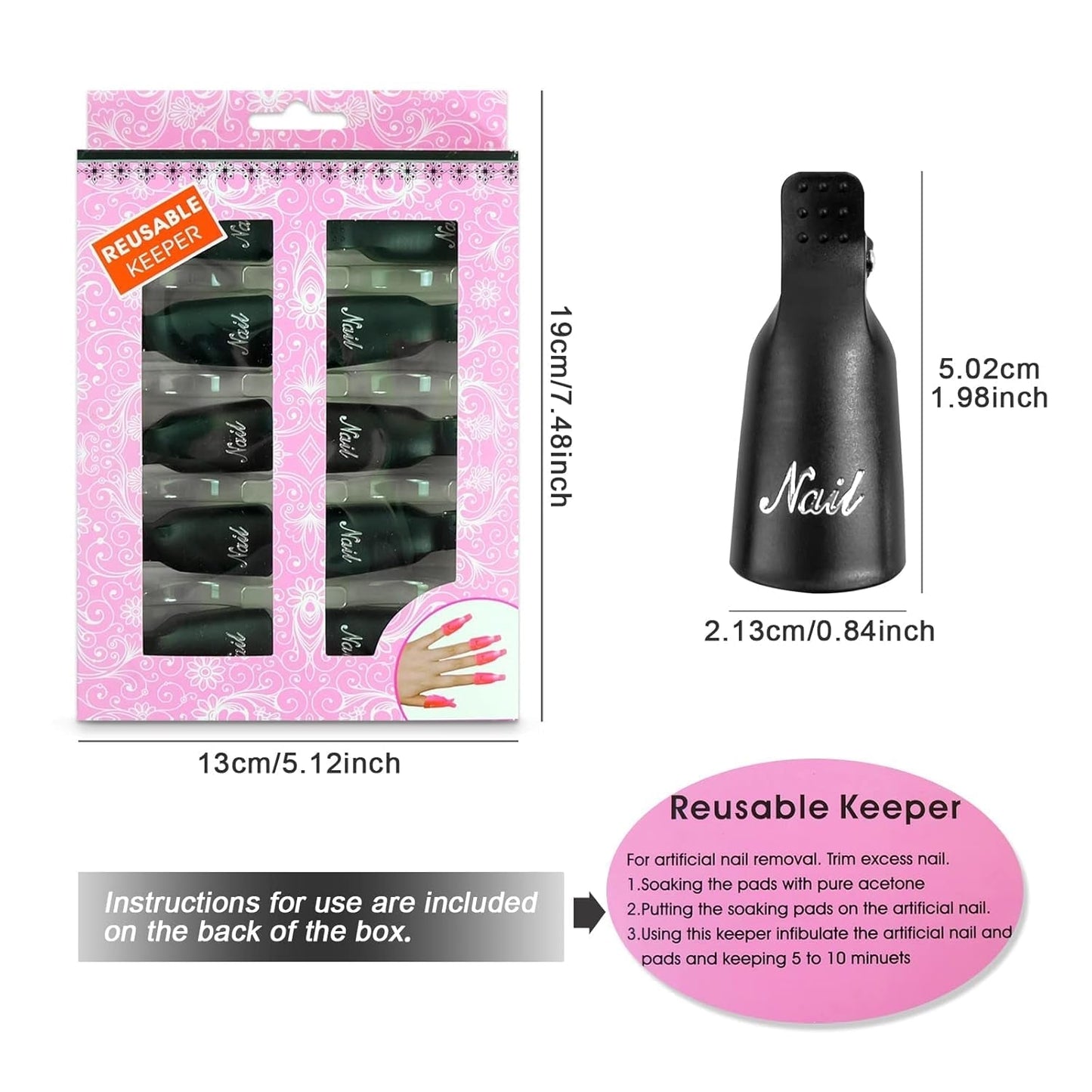 Hanyousheng Nagellackentferner Clips, Nagel Clips, 10 Stück Schwarz Nagelclips, Nagel Klammer, Nails Art Gel Cap, Soak off Clip Cap UV Gel Poliermittel Entferner Wrap Nail Tool