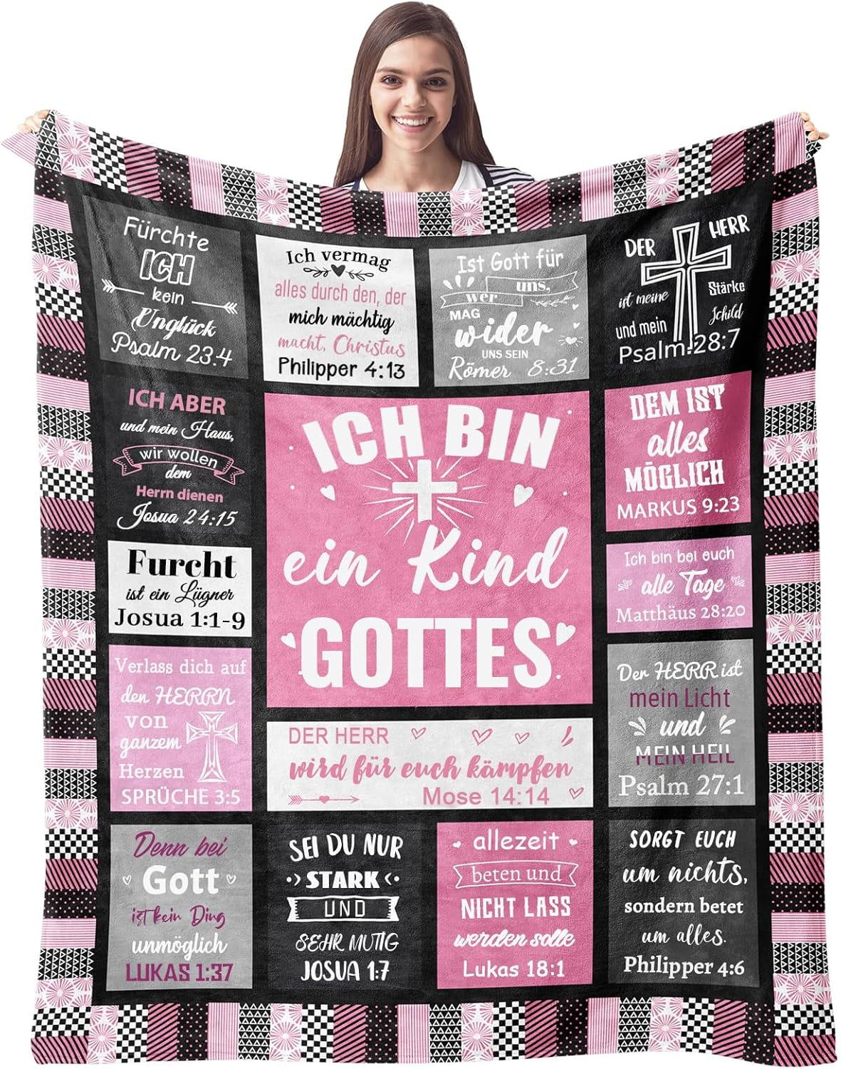 ZQYMM Kristna presenter för kvinnor män, dop/konfirmationspresenter för flickor/pojkar, Inspirerande/religiösa, katolska andliga gåvor, födelsedagspresenter till kristna ZQYMM Sängar och filtar Rosa 150*220cm