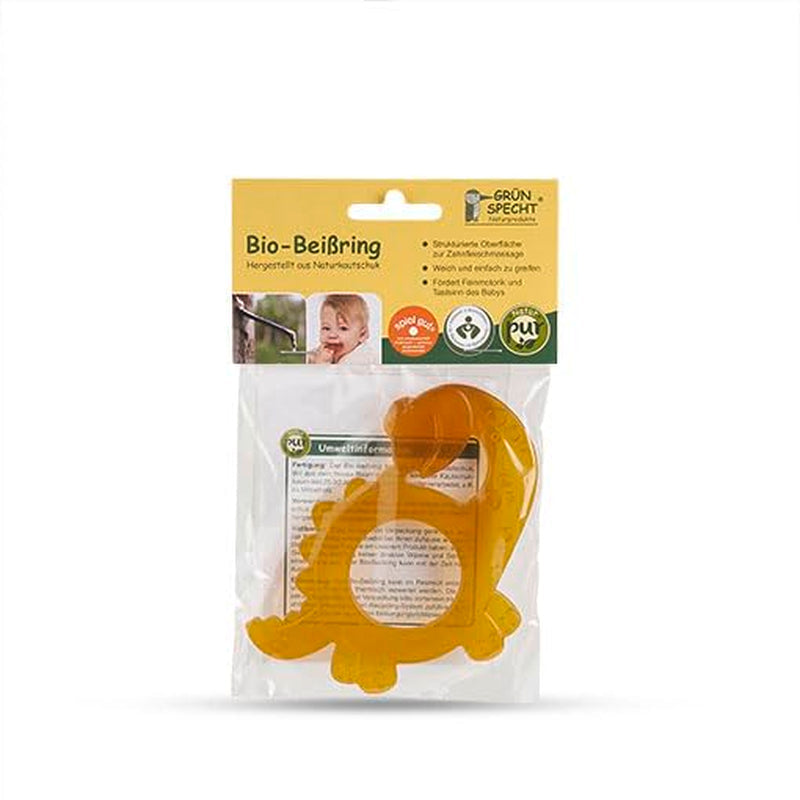 GRÜNSPECHT Organisk tandring Naturgummi för barnsjukdomar, masserar tandkött, BPA-fritt, mjukt, främjar finmotorik, dinosauriemönster (639-V1)
