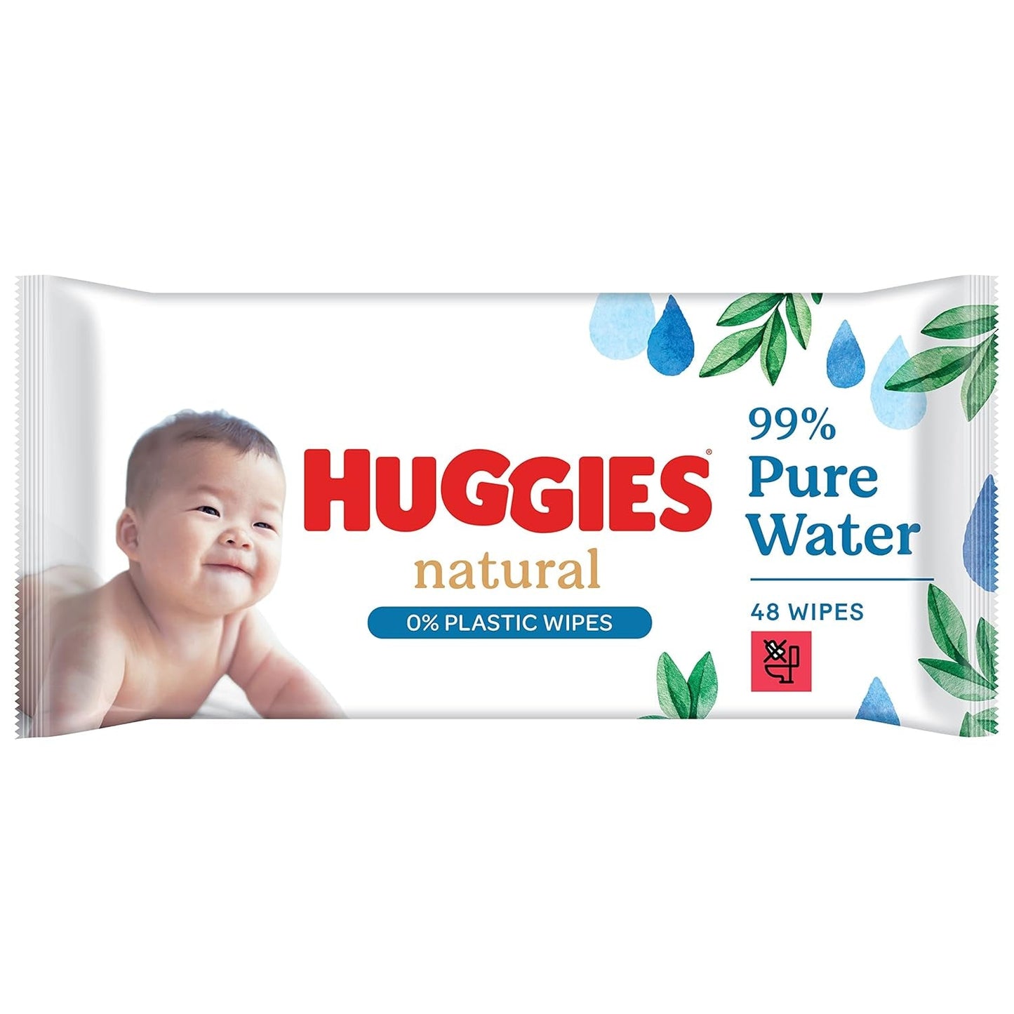 Huggies naturligt biologiskt nedbrytbara våtservetter för känsliga bebisar, 8 x 48 våtservetter, bulkpack
