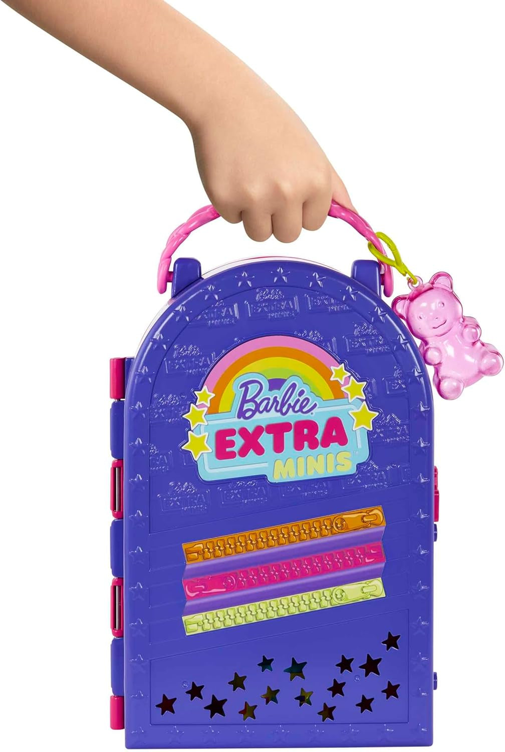 Barbie Extra Minis, extra minidocka och boutique-lekset, garderob med skåp, hyllor, speglar, 360-plattform, extra minidocka med rosa hårtillbehör, HHN15