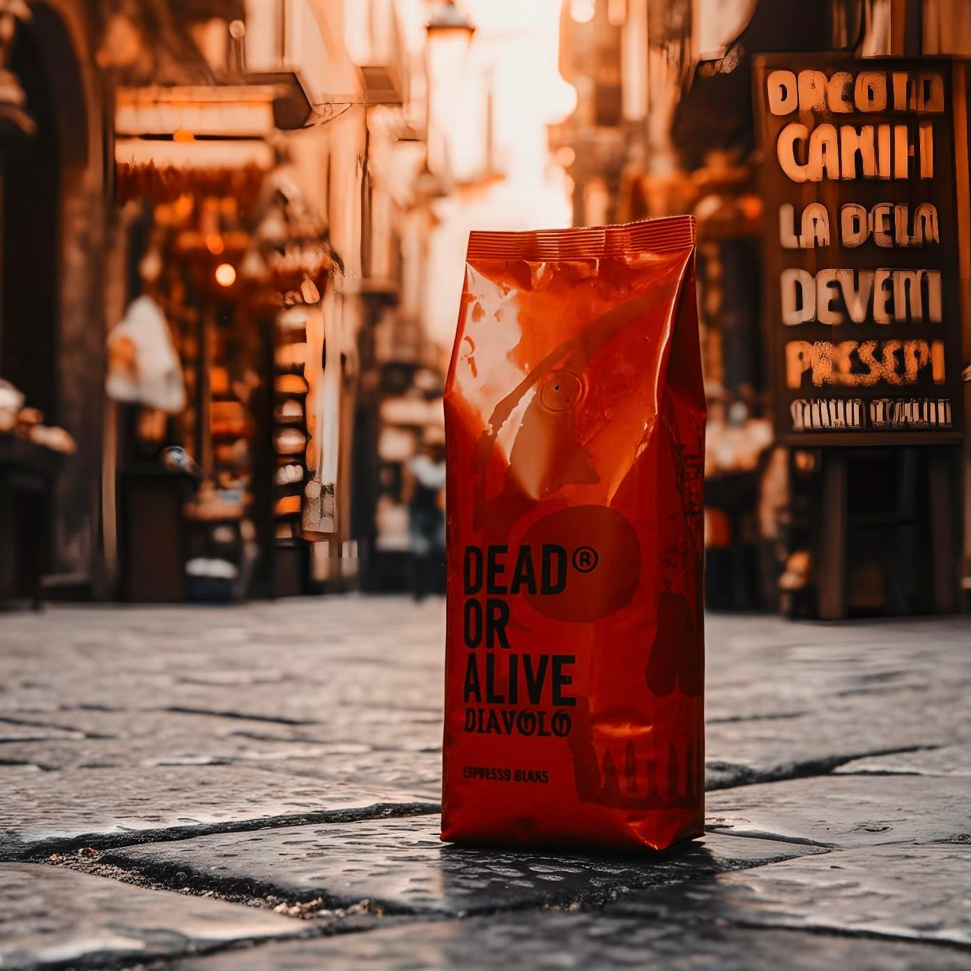 DÖD ELLER LEVANDE DIAVOLO – Extra mörk espresso – 100 % Robusta – Extremt stark – Låg syrahalt – Stabil grädde – Hela bönor 1 kg – Neapelstek
