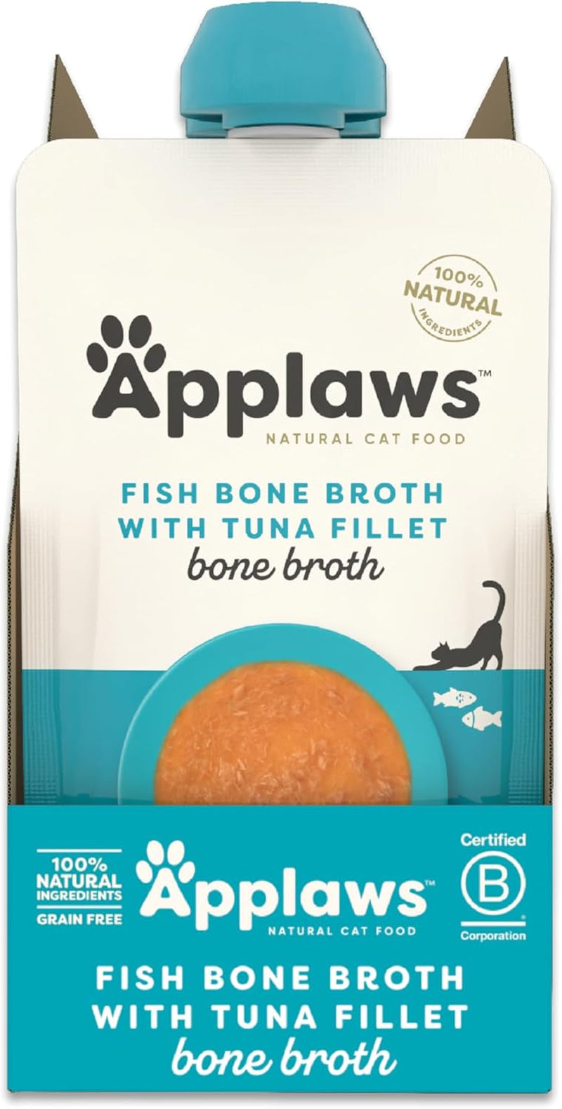 Applaws 100 % naturligt vått kattmat - Fiskbenssoppa med tonfisk, 12 filterpåsar x 85 g