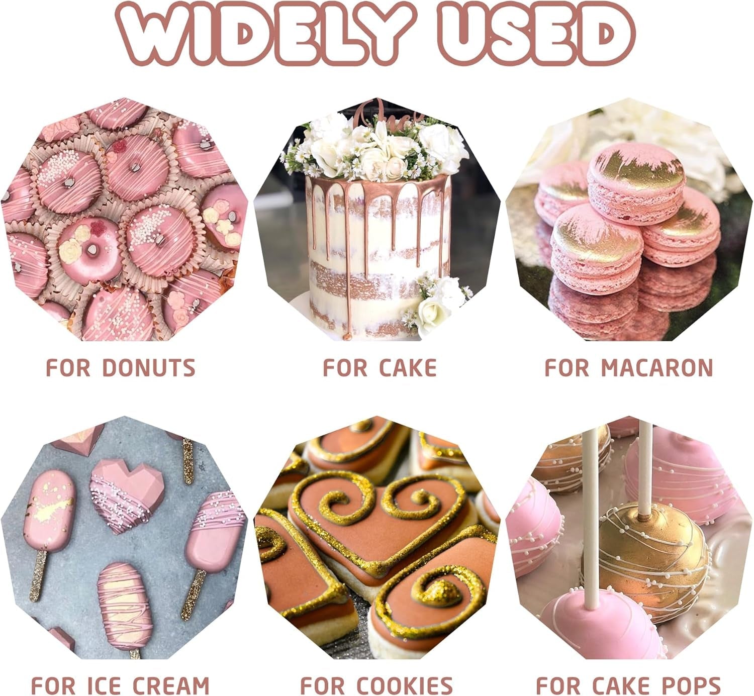 Flytande ätbart glitter - 6 metalliska färger, flytande ätbart glitterpulver för tårtdekorering, bakning, macarons - metallisk matfärg, glitterfärger för kakor, fondant, kakor, muffins