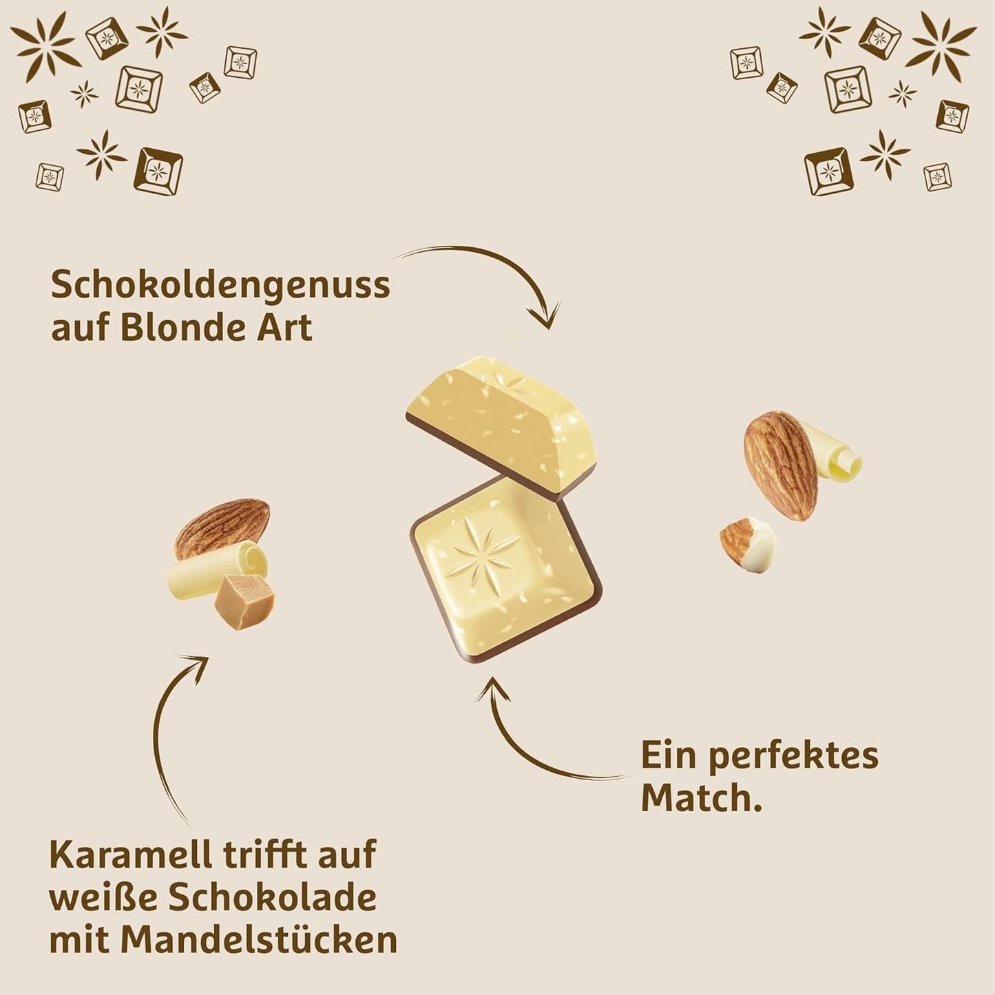 Schogetten Blond Mandel | Vit choklad med kola och mandelbitar | 100 g | Bekvämt portionerad (paket med 2)