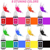 Matfärgning 8x10 ml - Högkoncentrerad flytande matfärgningssats för bakning, kakor, kakor, frosting, macarons, fondant - Livlig matfärg för gör-det-själv-tvålar, slime, hantverk