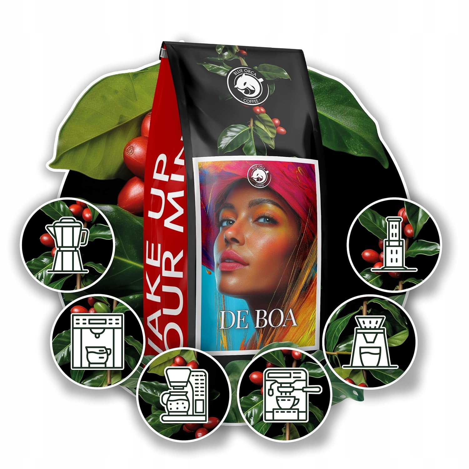 Malet kaffe DE BOA 1KG | 100 % Arabica | med inslag av choklad och nötter | medelrostade kaffebönor, låg syra | idealisk för espressomaskiner | Blue Orca Coffee Roastery