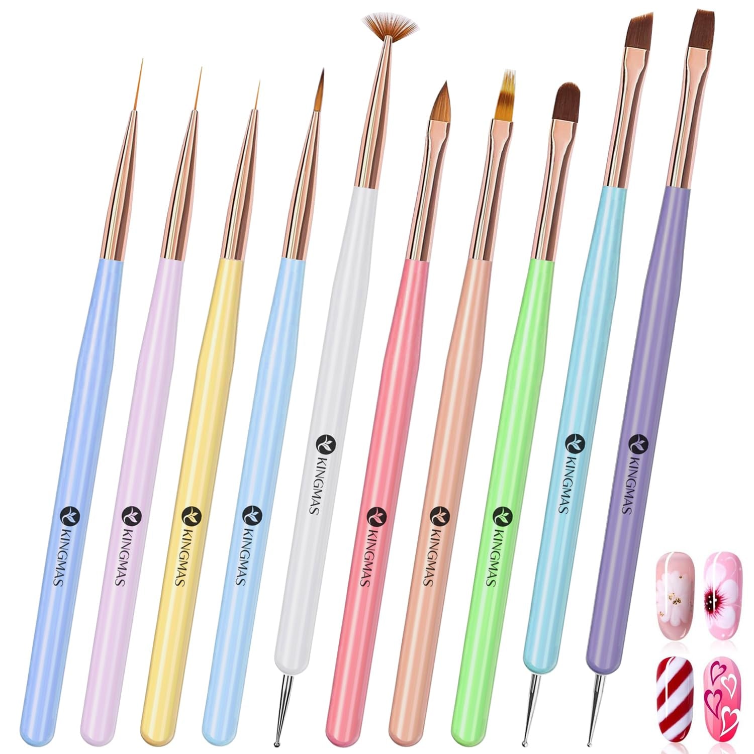 10 Stück Nagel-Art-Pinsel, Nagel-Gel-Nagellack-Malpinsel, Zeichenstift, Nagel-Liner-Pinsel Och Nagel-Dotting-Stift Für Gel-Nagellack, DIY, Maniküre, Salon Zu Hause