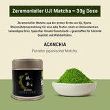 Ceremoniell UJI - 30 g låda - Bio - 100% japansk matcha - Första skörd - Ren matcha - Mald