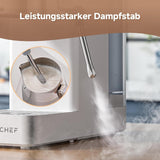 AMZCHEF 20 bars espressomaskin, LED-skärm, professionell mjölkskummare och ånglans av rostfritt stål, 1,5 l avtagbar tank, 1350 W snabbuppvärmning, vit