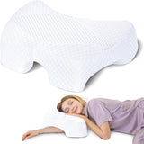 SAHEYER Sidosovskudde med arm, ergonomisk ortopedisk kudde, nack- och axelkudde Memory Foam, nackkudde med flervinklade armar för många sovställningar (Vit) Cervikala ortopediska kuddar Naty Shop White