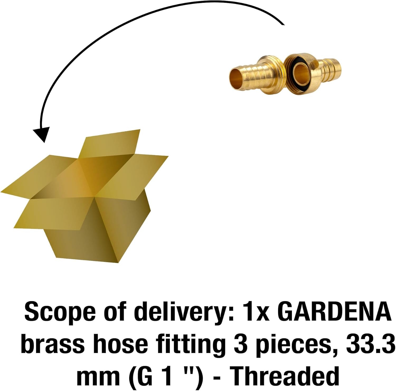 Gardena mässingsslangkoppling, 3 delar: Slangförlängningskoppling, 33,3 mm (G 1 tum) gänga, för 19 mm (3/4 tum) slangar (7152-20)