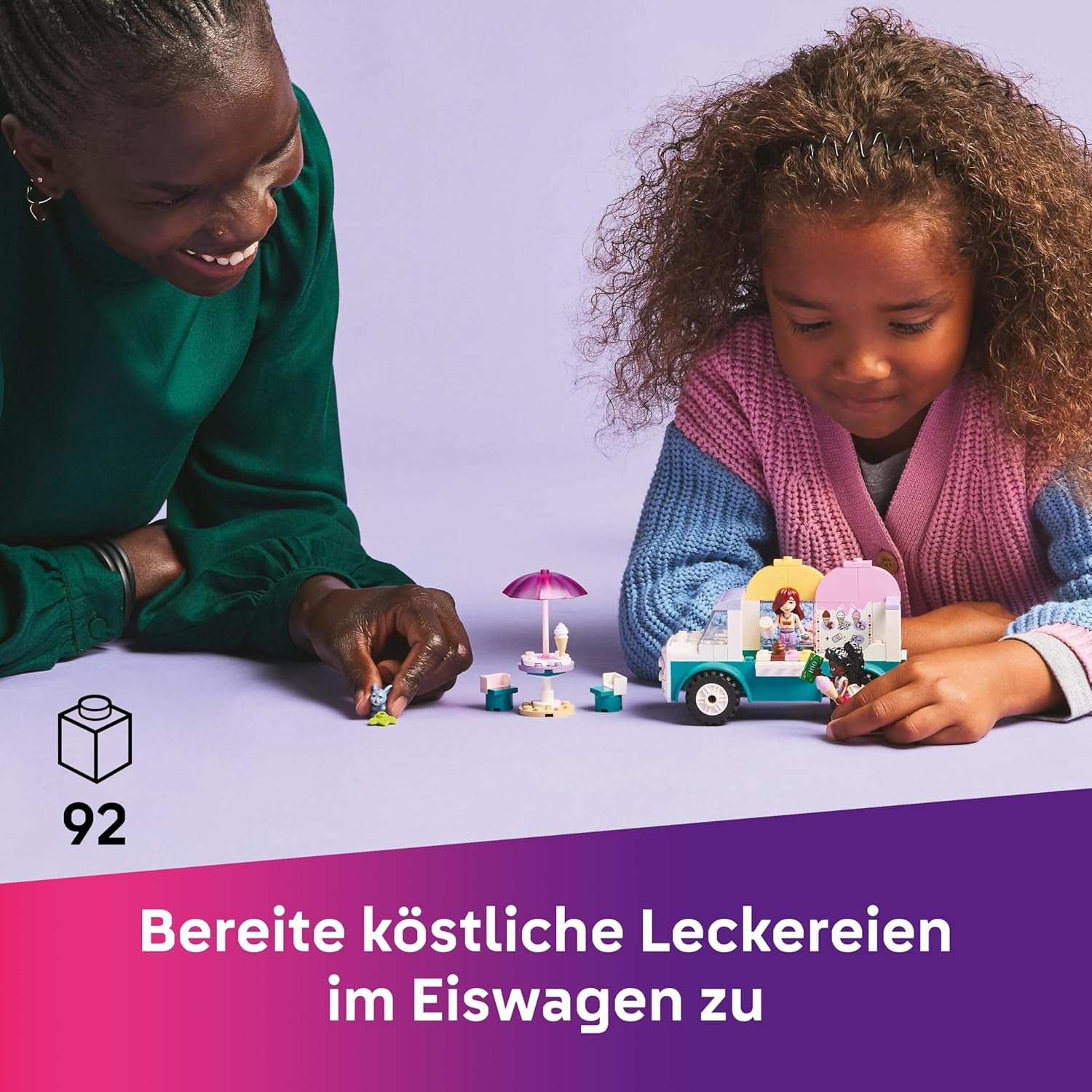 LEGO Friends Heartlake City Glassbil Låtsaslekset 2 figurer och en kanin Byggset 4 år gamla flickor Leksakskaraktär Minifigur Byggleksak 42644 Byggset Besuche den LEGO-Store