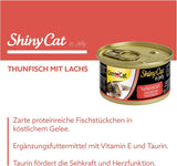 GimCat ShinyCat in Jelly Thunfisch mit Lachs - Nassfutter mit Fisch und Taurin für Katzen - 24 Dosen (24 x 70 g)