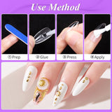 Becellen 500 st konstgjorda nagelspetsar, mjuka gelnagelspetsar, heltäckande, gelnagelspetsar, förpolerade konstgjorda naglar, DIY Nail Art limset (mandlar)