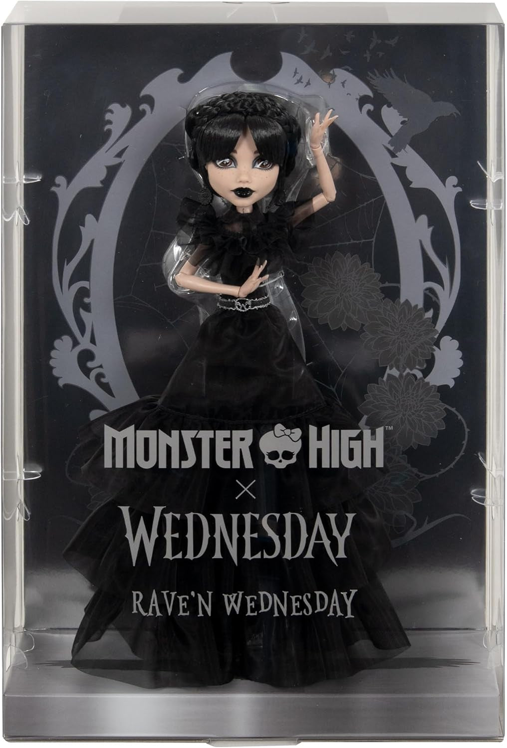 Monster High Wednesday Doll, Rave'N Wednesday Collectible Figure i svart Goth Dance Stage Inspirerad klänning, premiumtillbehör och dockställ, HXJ03 Naty Shop Dolls