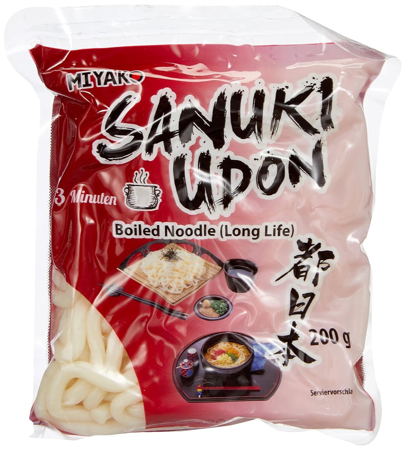 Miyako Sanuki Udon-nudlar, kokta, 12-pack (12 x 200 g)