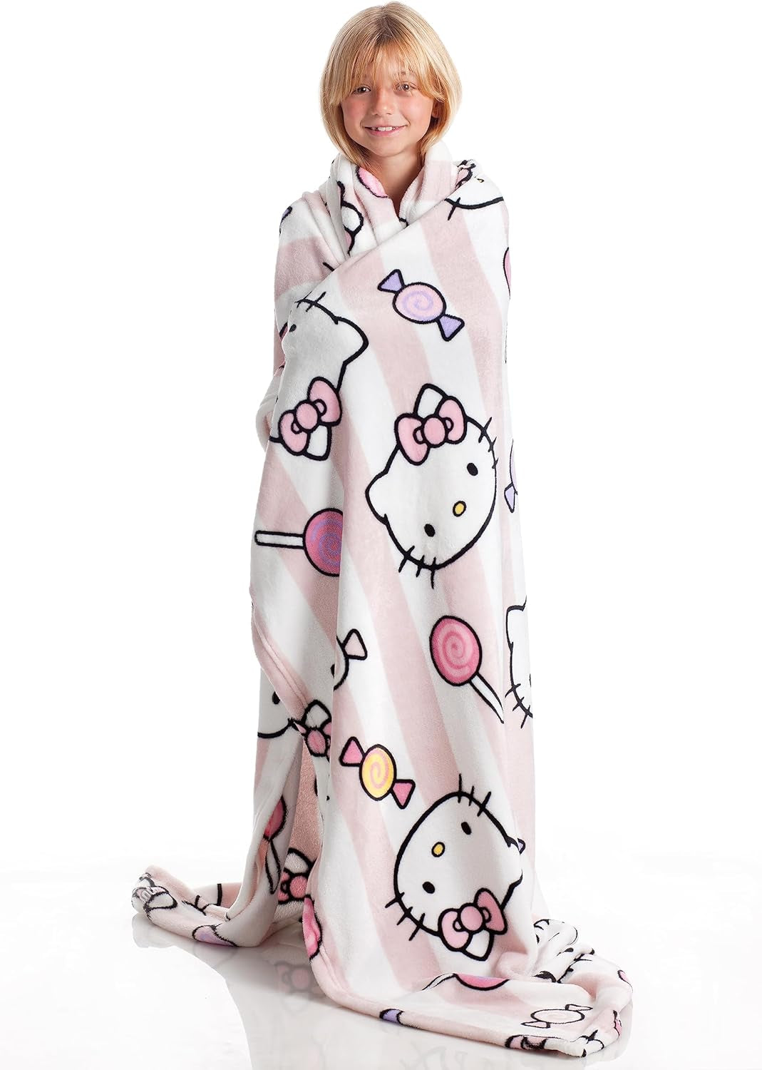 Hello Kitty överkast, rosa, mjuk filt 130X170Cm, överkast av mikrofiber eller bäddsoffa. Kvalitet med Oekotex certifikat, Sanrio sängar och filtar Besuche den Kanguru-Store