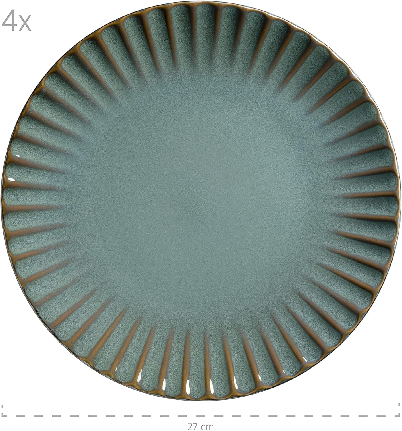 MÄSER 931964 Confino Series servisset för 4 personer, modern vintagelook, keramisk kombinationsset, 20 delar, bensinfärg med svarta accenter, kakel