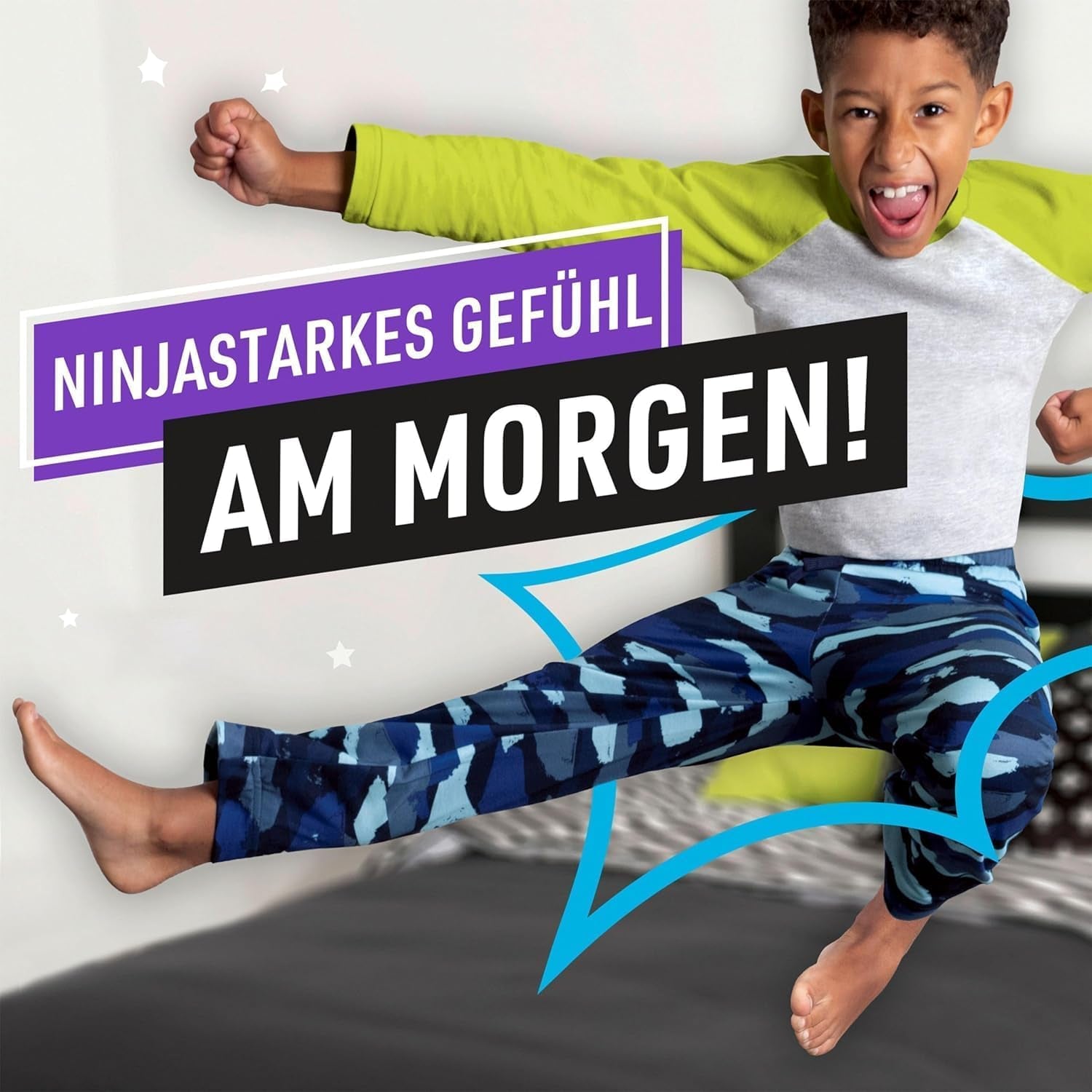 Rymdskeppspyjamasbyxor, 9 absorberande nattbyxor, 8 år, 27 kg-43 kg, läckageskydd hela natten
