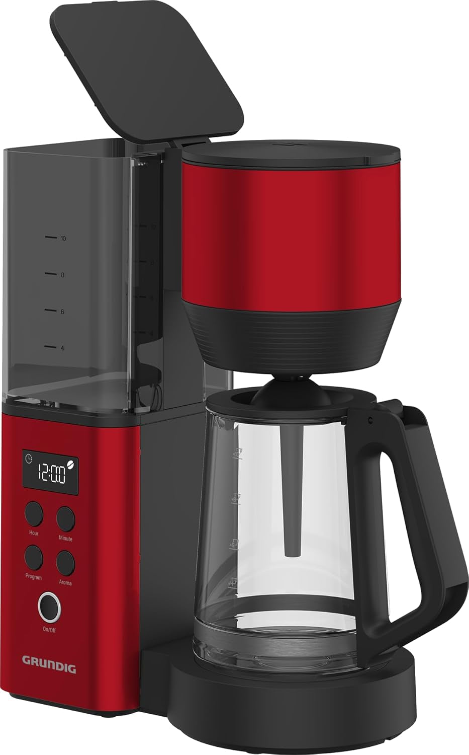 Digital espressomaskin med filter GRUNDIG KM8440, röd, 1000 W, 1,25 liter