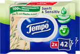 Tempo ''Gentle & Sensitive'' våttoalettservetter - Megapack - 16 paket med 42 våtservetter vardera - Duo Pack - Natural Aloe Vera - Hygieniskt papper, dermatologiskt testat, hudneutralt