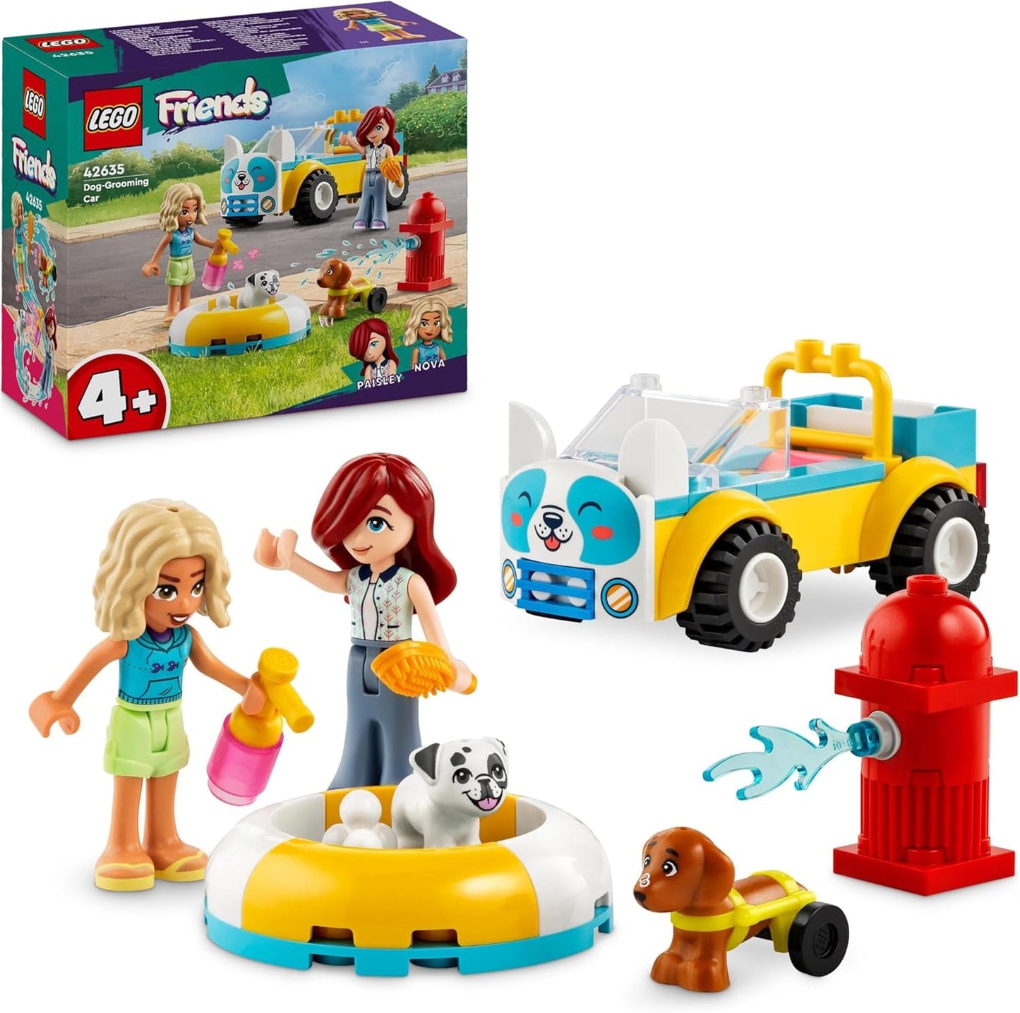 LEGO Friends mobil hundtrimmningssalong, låtsaslek lekset för djurfordon, 2 figurer och 2 hundar Barnleksak för flickor och pojkar 4 år gamla, hundtrimmningsset 42635 Byggset Besuche den LEGO-Store Standardtitel