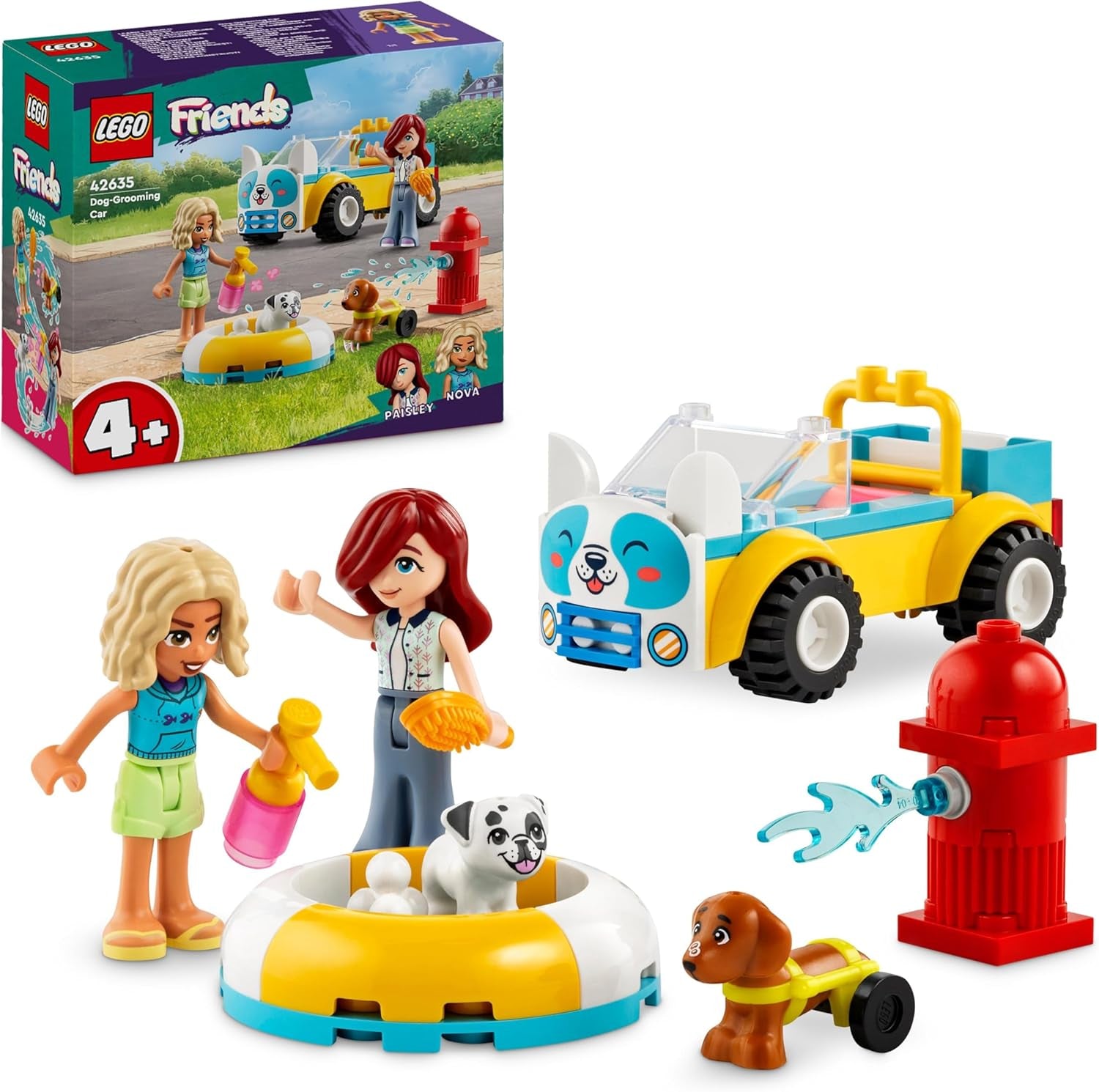 LEGO Friends mobil hundtrimmningssalong, låtsaslek lekset för djurfordon, 2 figurer och 2 hundar Barnleksak för flickor och pojkar 4 år gamla, hundtrimmningsset 42635 Byggset Besuche den LEGO-Store Standardtitel
