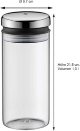 WMF Kult Cromargan kaffesked kaffelåda i rostfritt stål med matt yta 500g och 1 liters förvaringsburk i glas Depå diskmaskin säker Matförvaringslådor Naty Shop