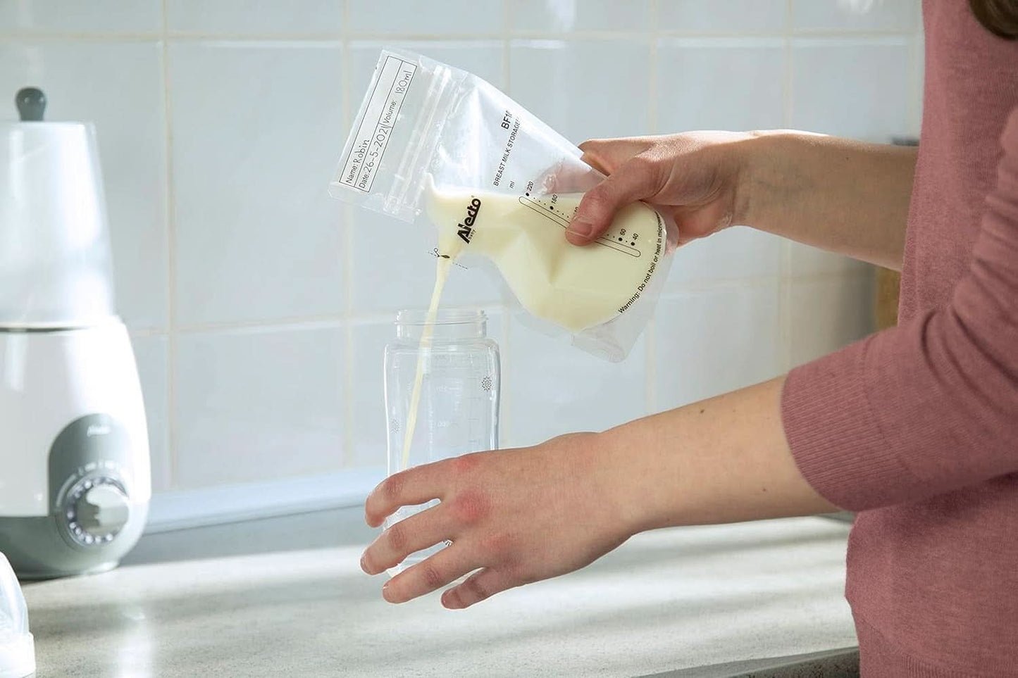 BF100 Förvaringspåse för bröstmjölk - Påse för bröstmjölk - kapacitet 220 Ml - 100 stycken - Transparent mat och amningstillbehör Bebe Naty Shop