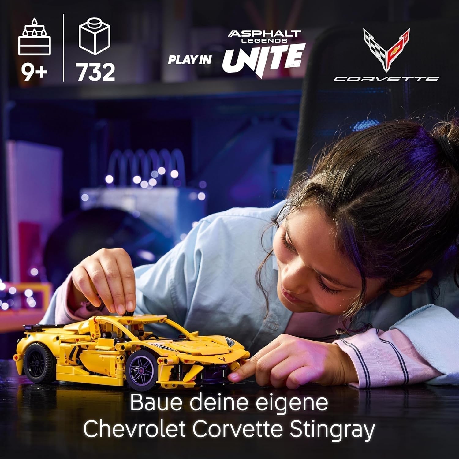 LEGO Technic Chevrolet Corvette Stingray - Samlarbyggeleksak - Leksakssportbil - Bilmodell - Present till 9-åriga pojkar och flickor som älskar leksaksbilar 42205 Byggset Besuche den LEGO-Store