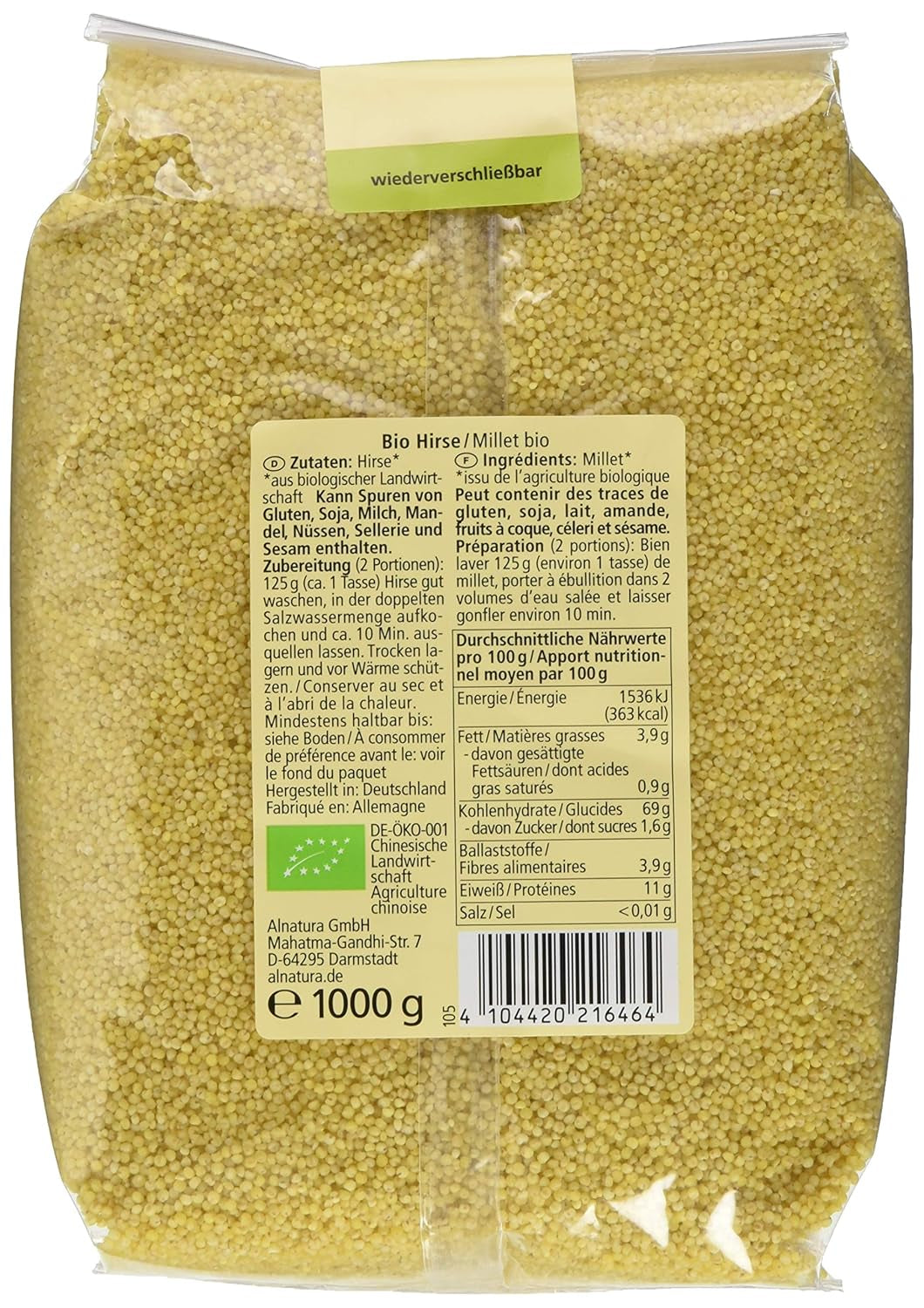 Paket med hel hirs 1 kg
