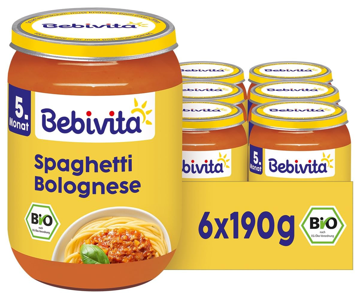 Måltider från 5 månader och framåt: Spaghetti Bolognese, 190g, förpackning om 6 (6x190g)