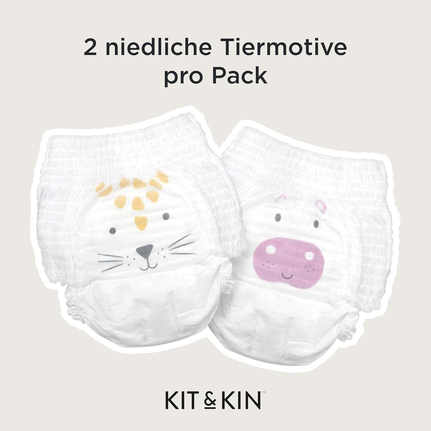 Kit & Kin Premium Eco-blöjor, storlek 4 (9-16 kg), 132 blöjor, växtbaserade och allergivänliga, pålitligt läckskydd, vegan och grymhetsfri