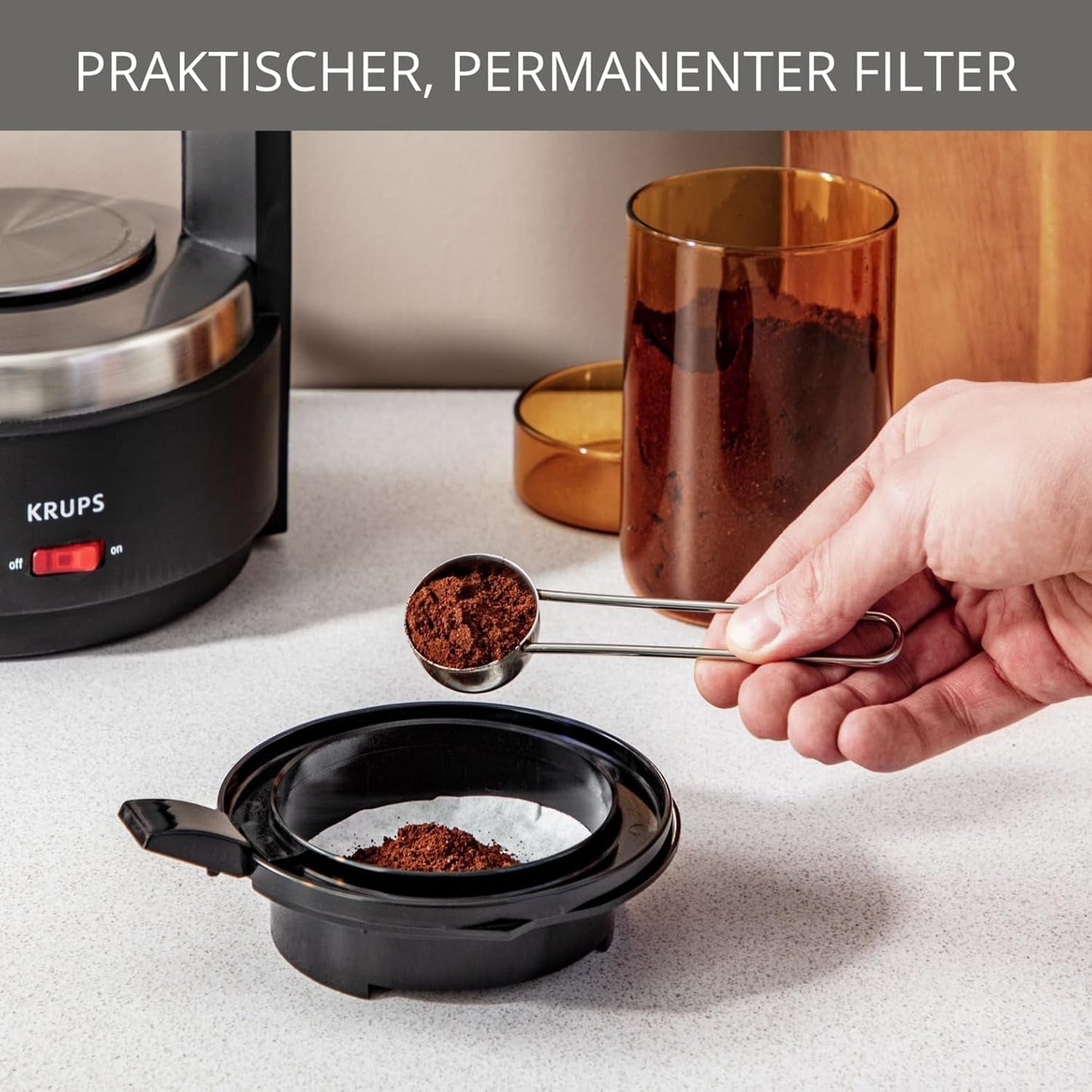 Krups T8 Filter Espressomaskin, 850 Watt, Autoavstängning, 8-12 koppar, 1 L Kapacitet, Permanent Filter, Belyst På/Av-brytare, Lätt att använda, Svart, KM4689