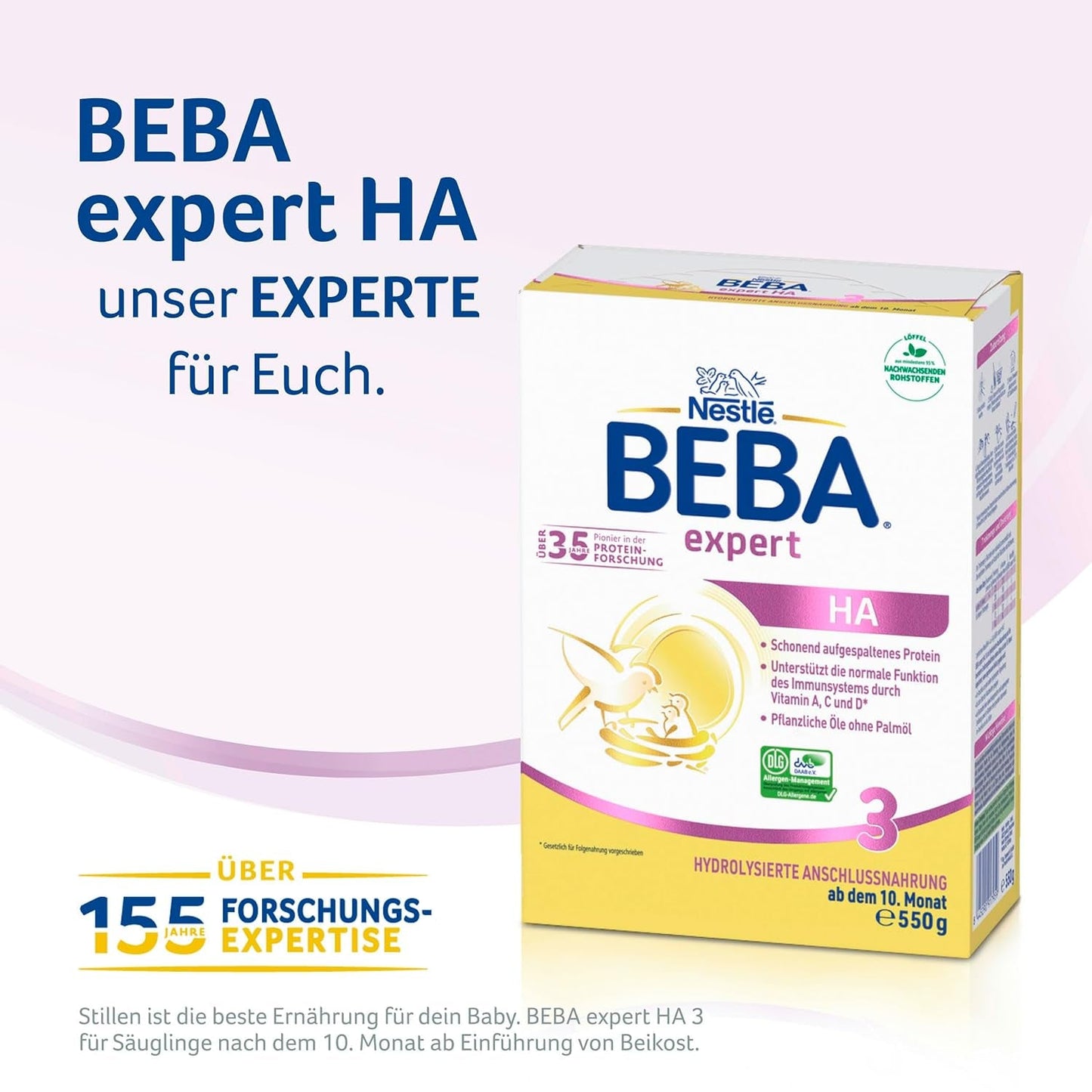 BEBA expert HA 3 Hydrolyserad fortsättningsformel, från 10 månader, 1 förpackning (1 x 550 g)