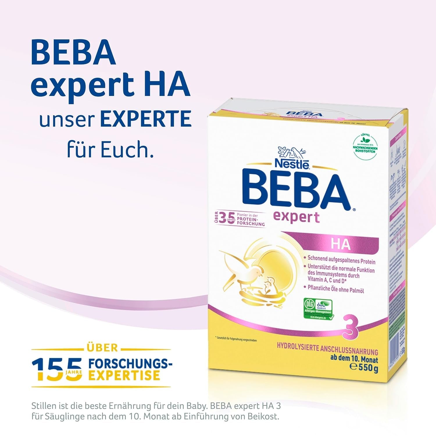 BEBA expert HA 3 Hydrolyserad fortsättningsformel, från 10 månader, 1 förpackning (1 x 550 g)