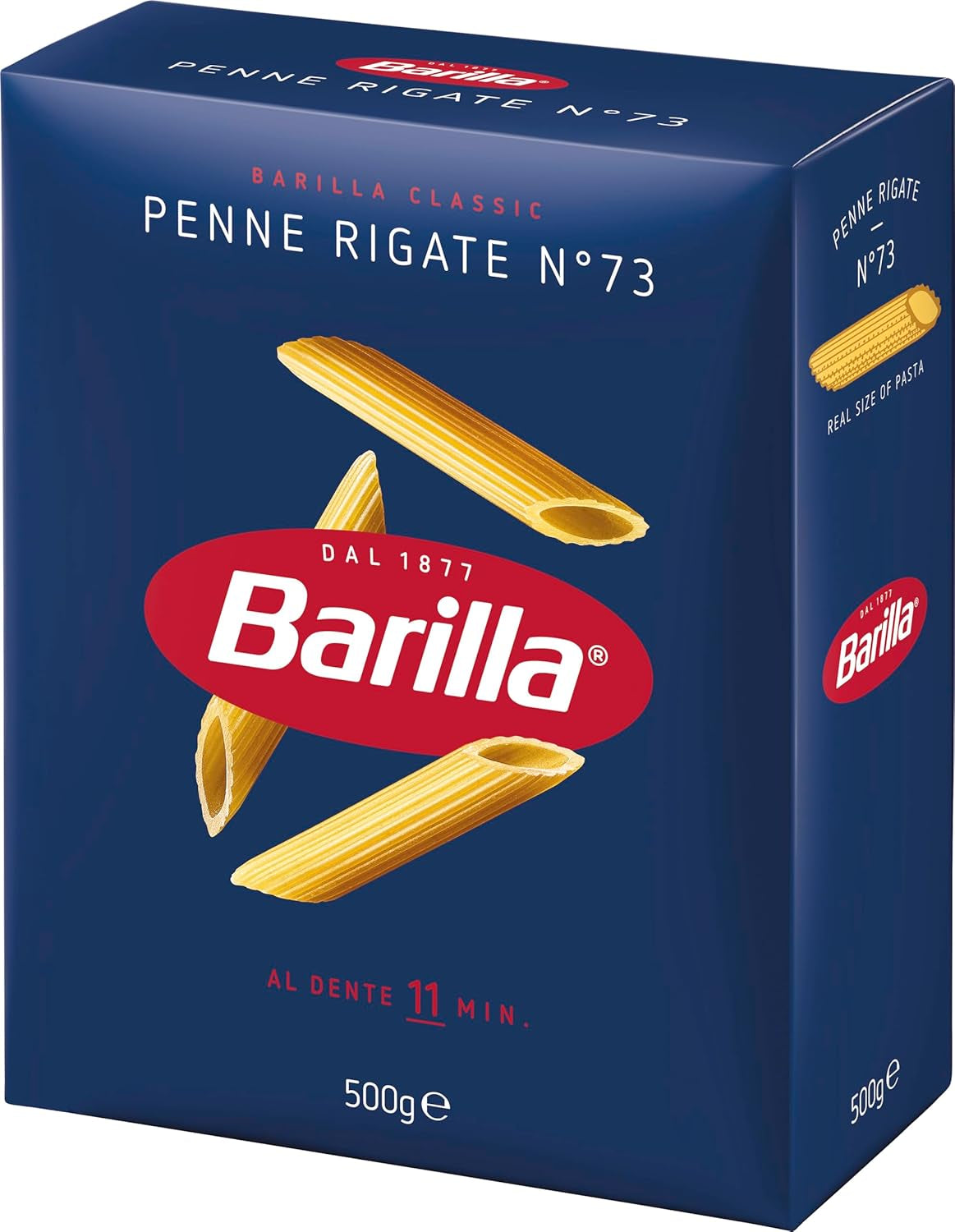 Pasta Barilla Classic Penne Rigate Nr. 73 från högkvalitativt durumvete, alltid al dente (1 x 500 g)