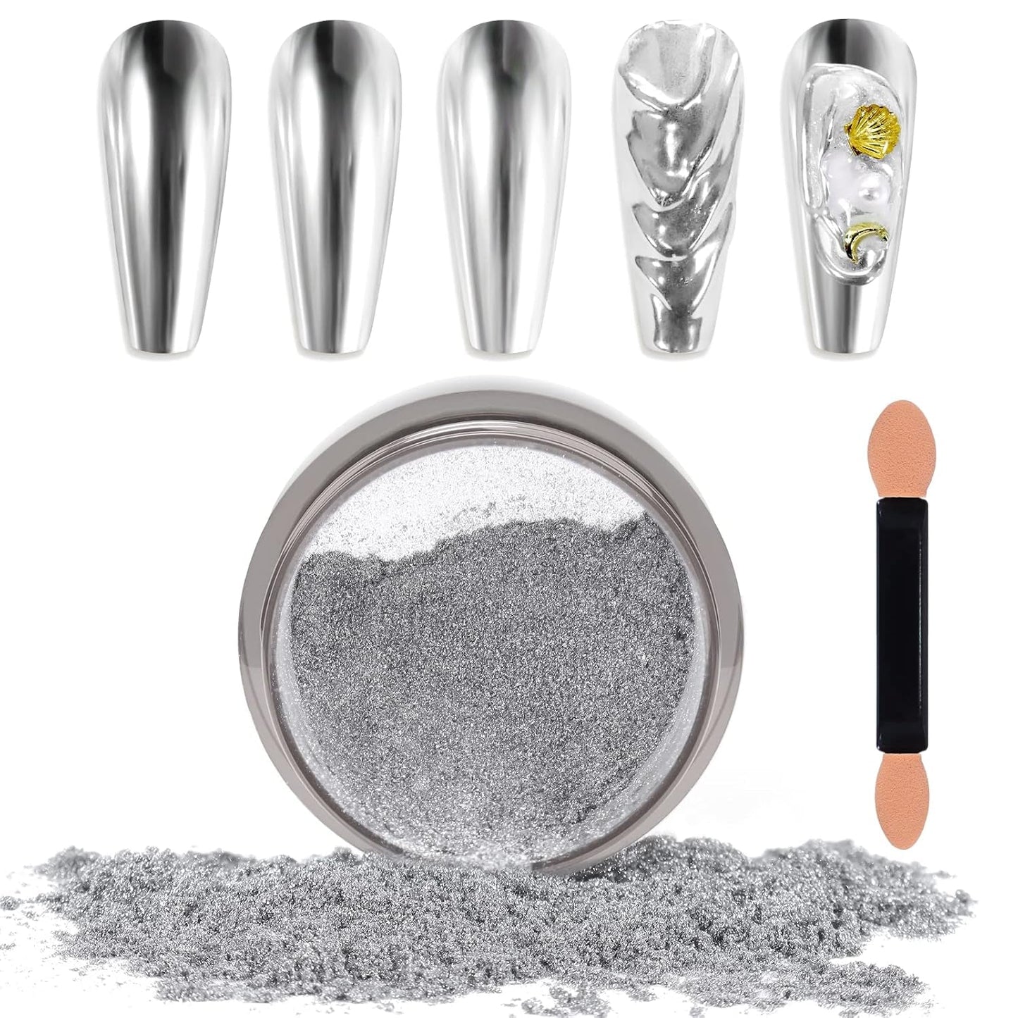Chrome Nagel Pulver Spiegel Effekt Metallic Staub Holographische Glitter Glasierte Maniküre Dekoration Reflektierendes Pigment Für DIY Gel Polish Nail Art, Harz Handwork, Geschenke Für Gold