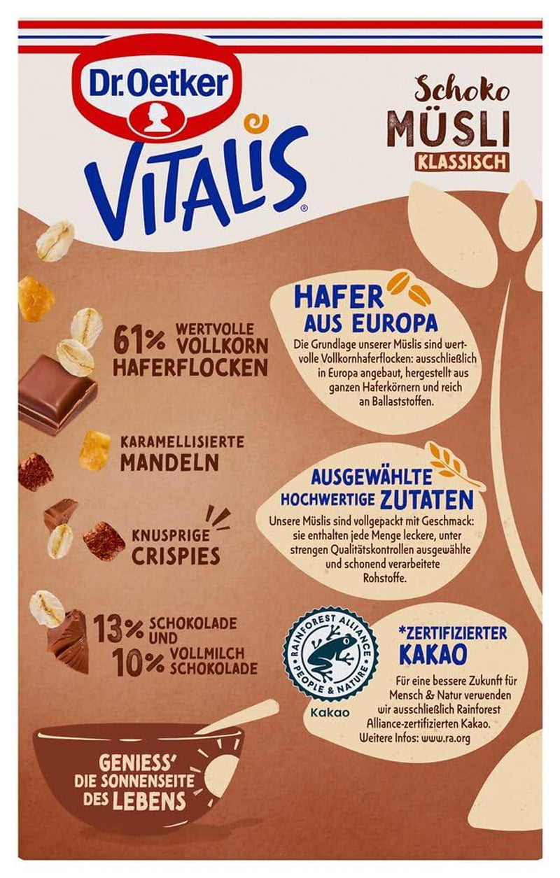 Dr. Oetker Vitalis Chokladmüsli Classic: Frukostmüsli med mjölk och mörk choklad, förpackning om 7 (7 x 600g)