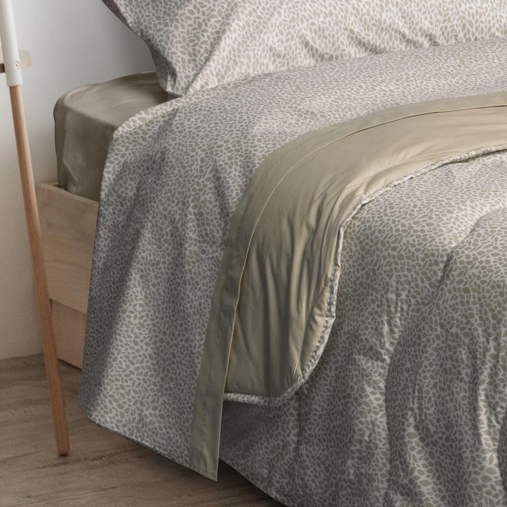 Foppapedretti Notte & Natura Petali täcke med sand, enkelsängstäcke, 100 % bomull, tillverkat i Italien Täcken och täcken Naty Shop