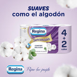 Regina Feeling - 42 rullar toalettpapper, 175 ark med tre lager, naturligt bomullsextrakt och delikat doft, 60 % återvunnen plastförpackning, 100 % Fsc-certifierat papper