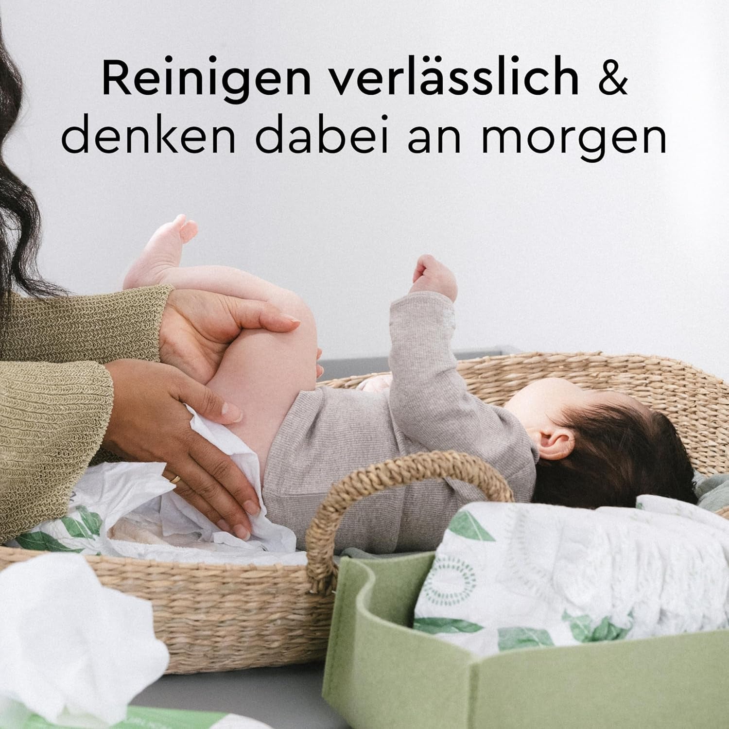 LILLYDOO Gröna våtservetter, 600 antal (10 x 60), 100 % plastfri tårbeständig våtservett - Doftfri, skonsam och naturlig, skonsam rengöring för känslig hud, dermatologiskt testad
