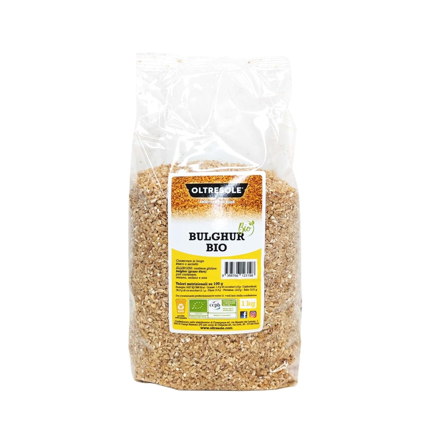 Ekologisk italiensk Bulgur 5 kg, fullkornsvete, durumvete, knäckt vete, perfekt för att göra tabbouleh och orientaliska rätter, praktiskt format