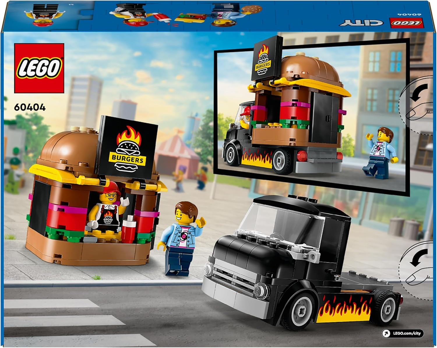 LEGO City Burger Truck Byggset med leksaksbil för 5-åringar, Food Truck minifigur och tillbehör, rolig present till pojkar och flickor 60404 Byggset Besuche den LEGO-Store