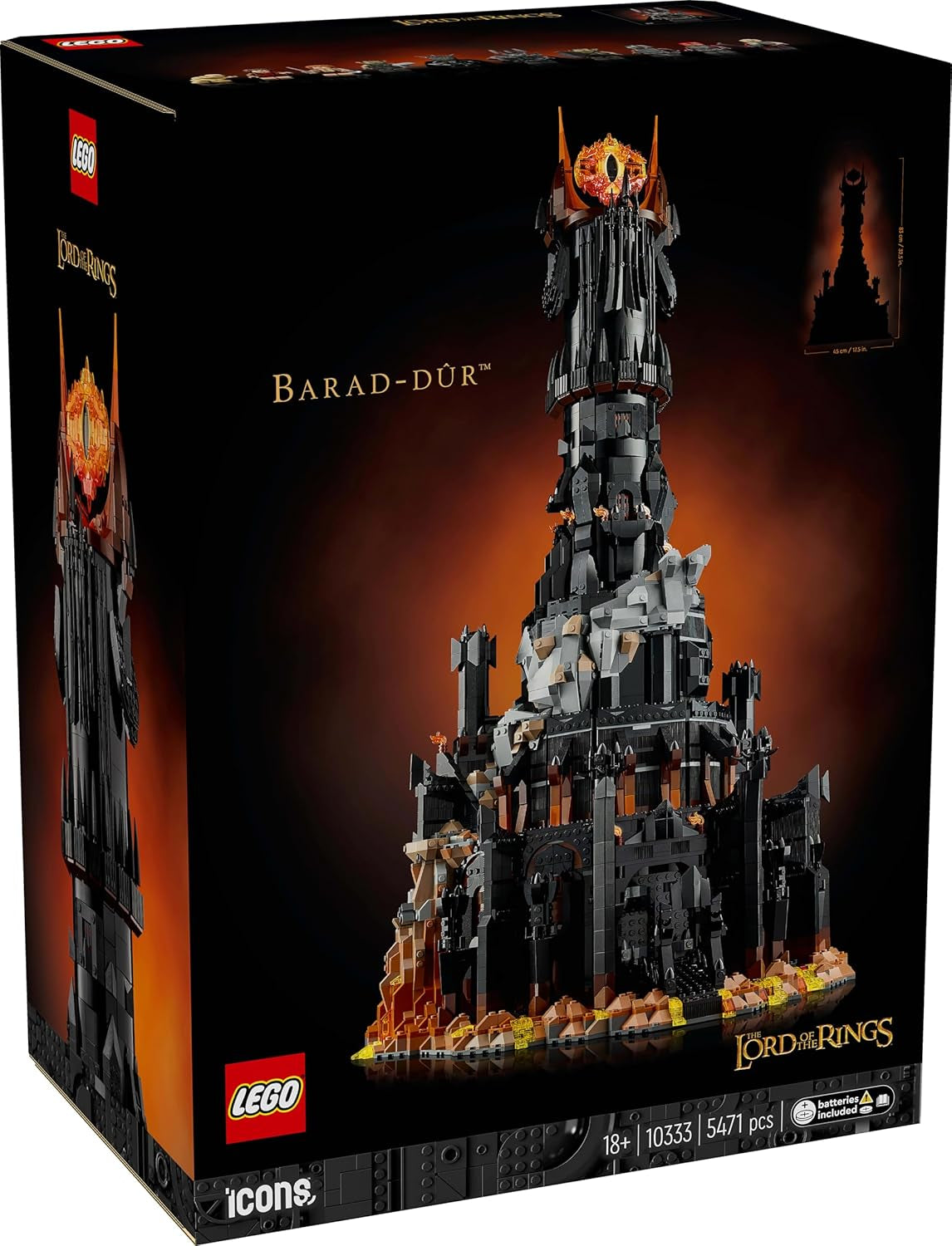 LEGO Ikoner Sagan om ringen: Barad-Door vuxen byggset med Sauron, Gothmog, Orc, Frodo, Sam och Gollum Minifigurer Filmminnen Fan Samlarobjekt 10333 Byggset Beuche den LEGO-Store