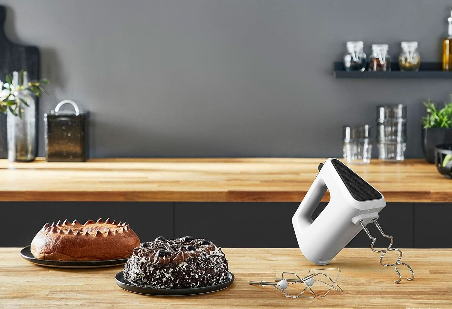 Krups GN4001 3 Mix 4000 Handmixer | 450 watt | Robust design | Variabel hastighetsregulator | Turbo-Und Auswurf-Funktion | Inkl. 2 Rührbesen Und 2 Knethaken | Weiß/Grau Kitchen Naty Shop