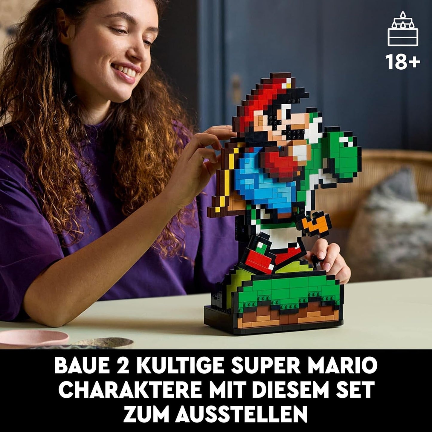 LEGO Super Mario World: Mario & Yoshi Nintendo Samlarset, Pixelfigurer, Modellbygge & Display, Heminredning & Samlarföremål, Modellkit & Present för vuxna fans 71438 Byggset Besuche den LEGO-Store