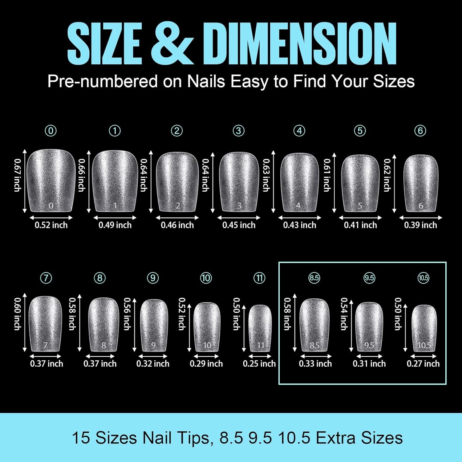 TOMICCA kistspetsar Ultra korta nagelspetsar - nagelspetsar, mjuka gelspetsar, full täckning, förformade matta konstgjorda nagelspetsar, gelnagelspetsar - 360 stycken, 15 storlekar