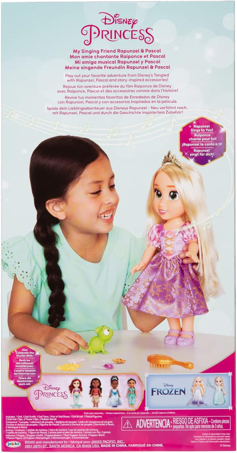 Disney Princess Singing Rapunzel Doll 35 Cm, Sings "I See the Light", Inkluderar tillbehör för roligare, Perfekt för tjejer över 3 år, Purple Dolls Naty Shop